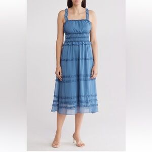 Wishlist Blue Ruffle Tiered Midi Sundress NWT